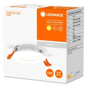 Spot LED incastrat Ledvance RECESS DOWNLIGHT SLIM, 4.5W, 240 lm, lumina calda (3000K), Ø8.5cm, Alb