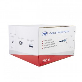 Cablu FTP CAT6 PNI F06 cu 4 perechi pentru internet 1 Gigabit si sisteme de supraveghere Rola 305m, Cablu cu 8 fire x 0.5 mm - 4