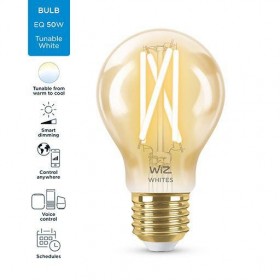 Bec LED inteligent vintage (decorativ) WiZ Connected Filament Gold A60 ,Wi-Fi, E27, 6.7W (50W), 640 lm, lumina alba (2000-5000K)