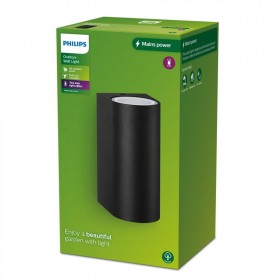 Aplica pentru exterior Philips NIGHTINGALE UP&DOWN, 2xGU10, max 2x35W, IP44, 160x96x80mm, Negru