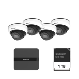 Kit supraveghere video Milesight 4 buc camera Dome MS-C2973-PD + 1 buc NVR MS-N1004-UPC