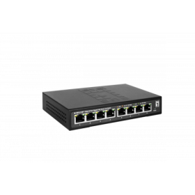 LevelOne GES-2108P Hilbert 8-Port Gigabit PoE Smart Lite Switch, 802.3at/af PoE, 8 PoE Outputs, 112.8W PoE Power Budget, 160 x 9