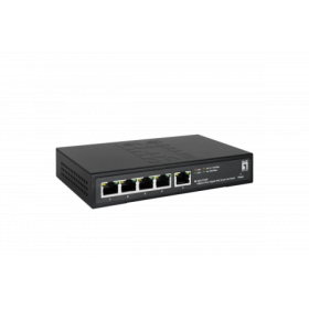 LevelOne GES-2105P Hilbert 5-Port Gigabit PoE Smart Lite Switch, 802.3at/af PoE,  4 PoE Outputs, 60W PoE Power Budget , 160 x 95