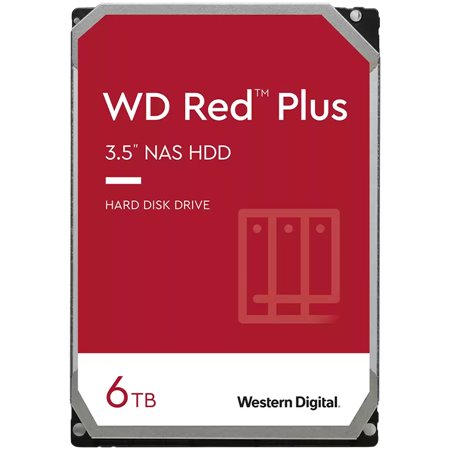 HDD NAS WD Red Plus 6TB CMR, 3.5'', 256MB, 5400 RPM, SATA 6Gbps, TBW: 180