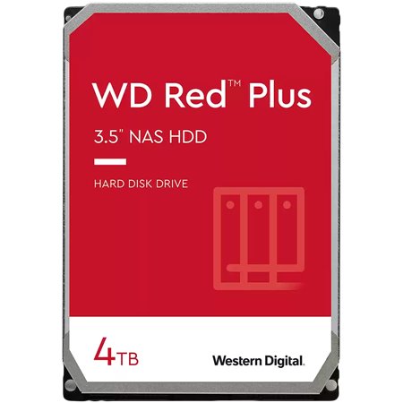 HDD NAS WD Red Plus 4TB CMR, 3.5'', 256MB, 5400 RPM, SATA 6Gbps, TBW: 180