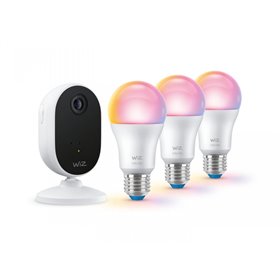 Pachet WiZ Connected cu 3 Becuri LED RGB inteligente A60, Wi-Fi, E27, 8.5W (60W), 806 lm, lumina alba si color (2200-6500K) + Ca