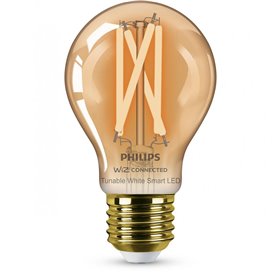 Bec LED inteligent vintage (decorativ) Philips Filament Bulb Amber A60, Wi-Fi, Bluetooth, E27, 7W (50W), 640 lm, lumina alba (20