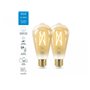 2 Becuri LED inteligente vintage (decorative) WiZ Connected Filament Gold ST64, Wi-Fi, E27, 6.7W (50W), 640 lm, lumina alba (200