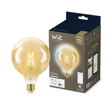 Bec LED inteligent vintage (decorativ) WiZ Connected Filament Gold G125 ,Wi-Fi, E27, 6.7W (50W), 640 lm, lumina alba (2000-5000K