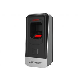 Cititor biometric si card MIFARE Hikvision, DS-K1201AMF citeste carduri MIFARE, capacitate amprente 5000 suporta RS485 buzzer, d