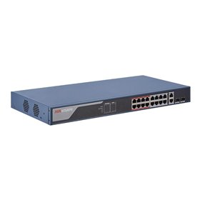 Switch 16 porturi POE Hikvision DS-3E1318P-EI, L2, Smart Managed, 16 × 100 Mbps PoE RJ45 ports si 2 × porturi gigabit, Putere Po