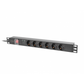 Unitate distributie alimentare PDU 19", 1U, 10A, 6 prize , negru, C14