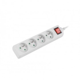 Prelungitor 1.5m, 4 prize , cu intrerupator, cablu din cupru de calitate superioara, alb