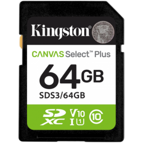 Kingston 64GB SDXC Canvas Select Plus Gen3 100MB/s C10 UHS-I U1 V10